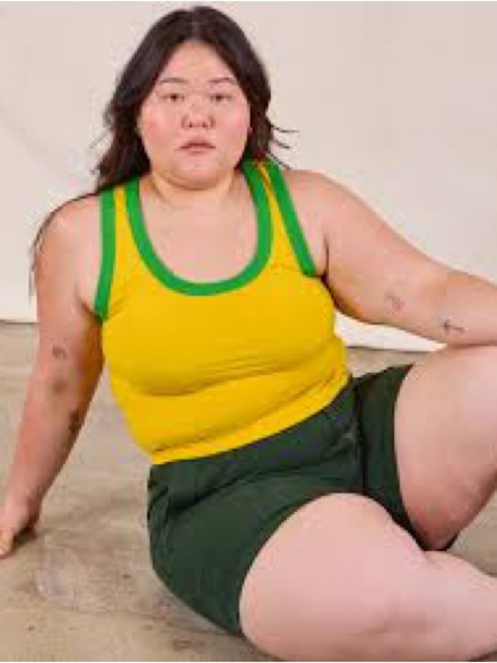 Big Bud Press Yellow Tank Top with Green Trim